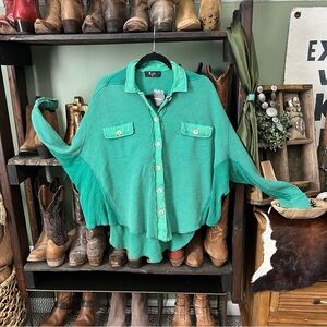 Meritt Green Waffle Knit Shirt